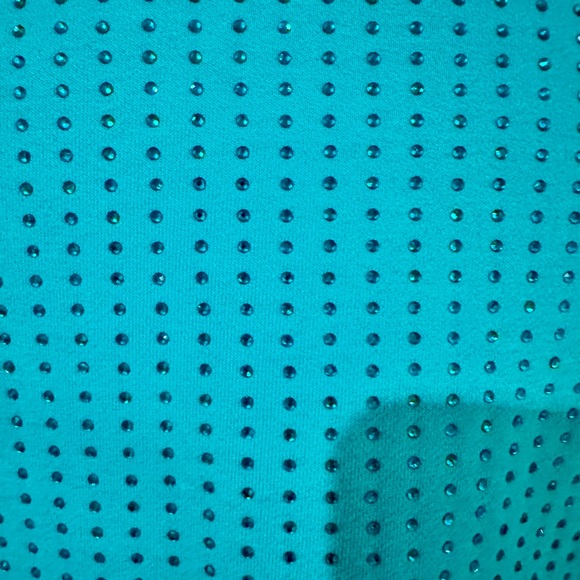 Unique QUEEN OF SPARKLES Teal Sweater with Burger Motif - Picture 5 of 5